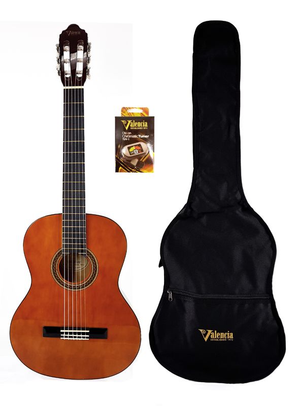 Комплект: гитара классическая 4/4, тюнер, чехол Valencia VC104KBK