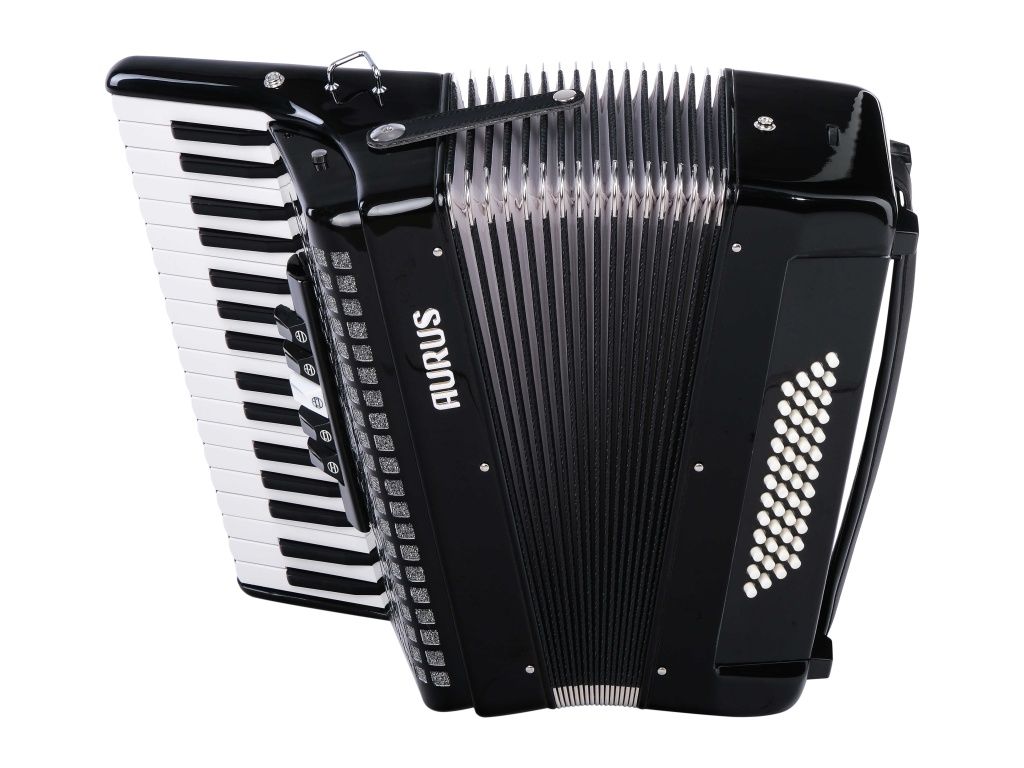 Аккордеон 34/48/5, черный, с футляром, Aurus JH2005-BLACK