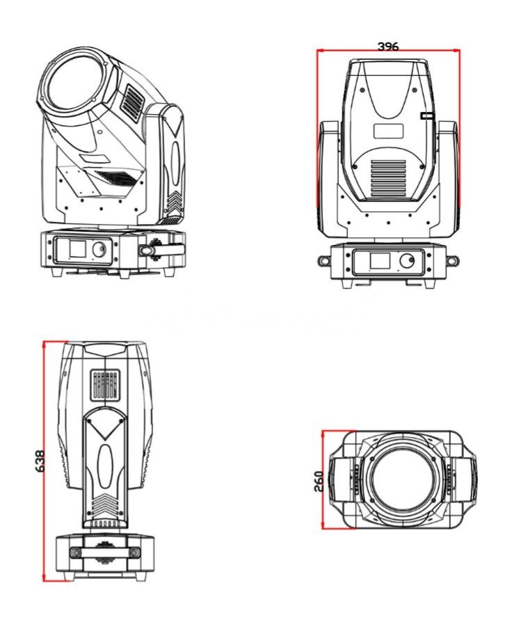 Вращающийся прожектор "голова" на газоразрядной лампе Anzhee PRO HR380-BEAM