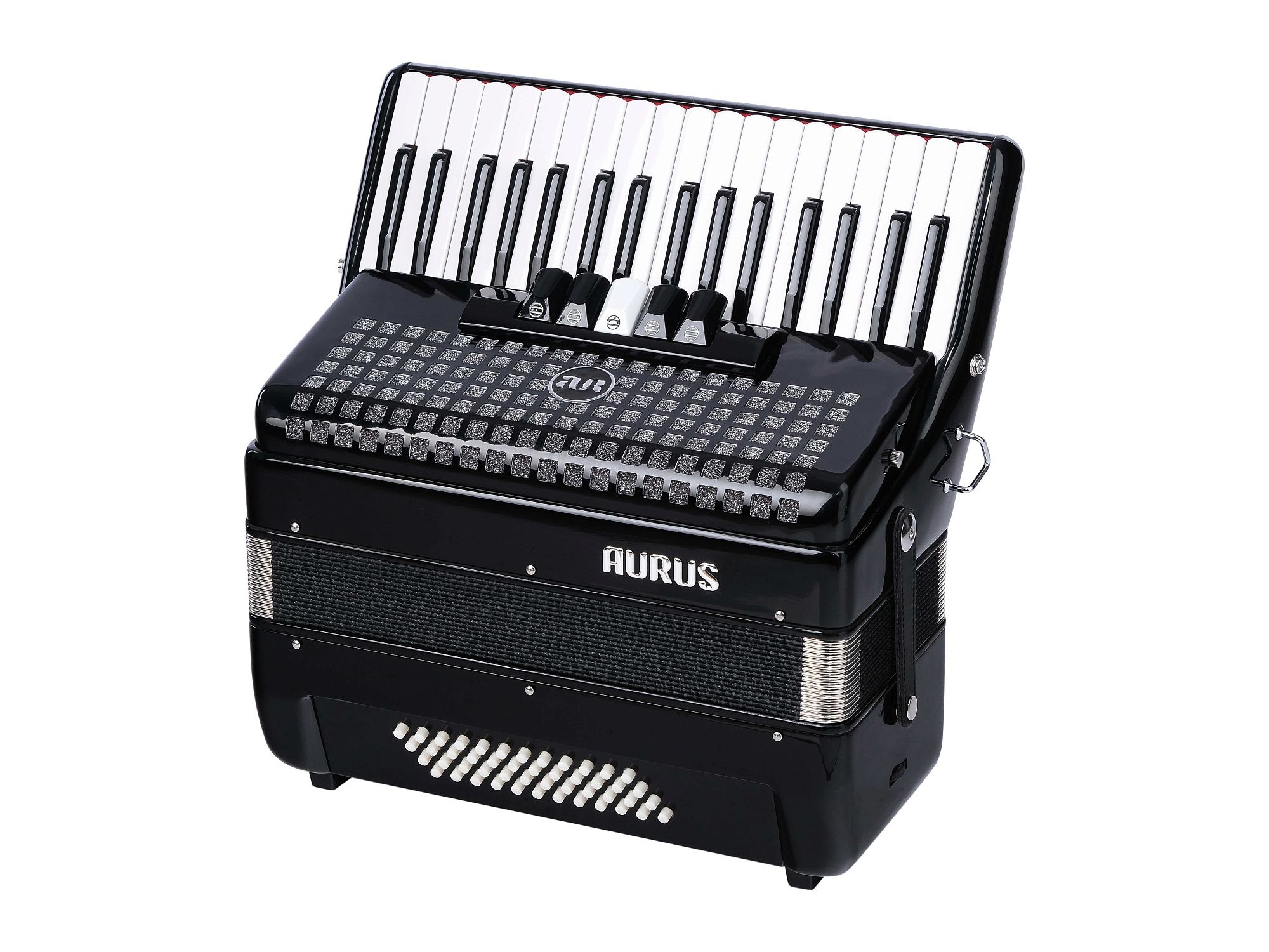 Аккордеон 34/48/5, черный, с футляром, Aurus JH2005-BLACK