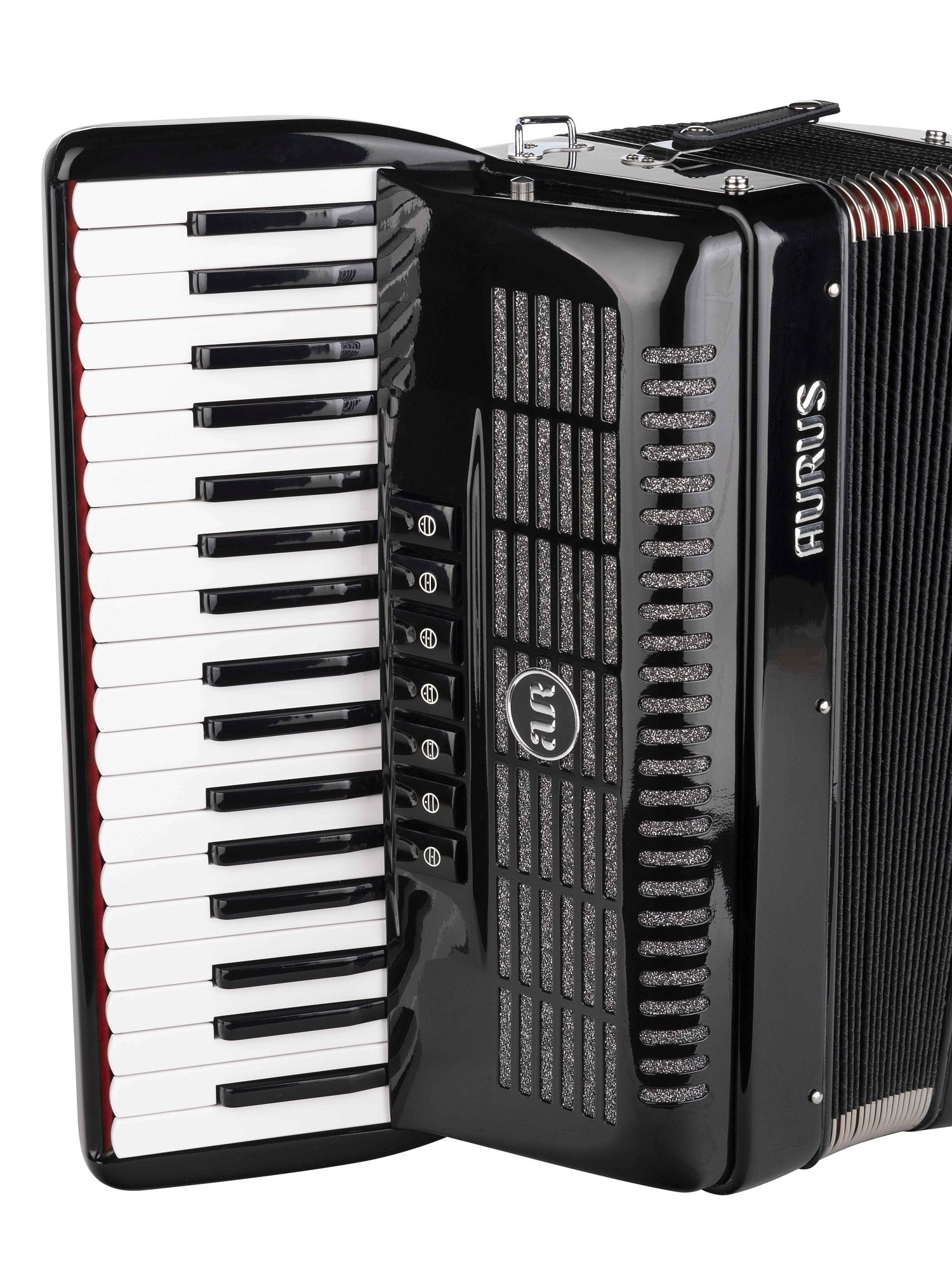 Аккордеон 37/96/7+2, черный, с футляром, Aurus JH2017D-BLACK
